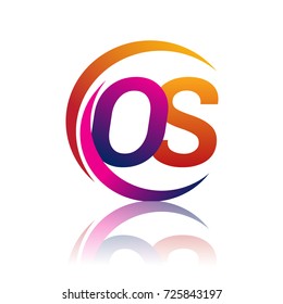 initial letter OS logotype company name orange and magenta color on circle and swoosh design. vector logo for business and company identity.