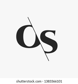 Initial Letter OS Monogram Sliced. Modern logo template isolated on gray background