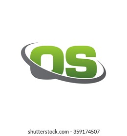 initial letter OS swoosh ring company logo green gray
