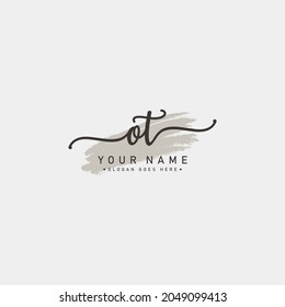 Logotipo de la carta inicial OT - Logotipo de firma mínima