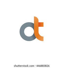 initial letter ot modern linked circle round lowercase logo orange gray