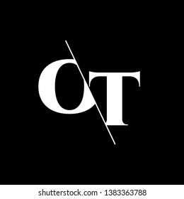 Initial Letter OT Monogram Sliced. Modern logo template isolated on black background