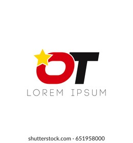 Initial letter ot yellow star logo red black