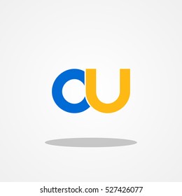 Initial letter OU CU lowercase logo design template blue gold