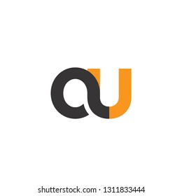 Initial Letter OU Linked Circle Lowercase Logo Black Orange Icon Design Template Element - Vector