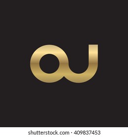 initial letter ou linked round lowercase logo gold black background