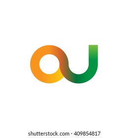 initial letter ou linked round lowercase logo orange green