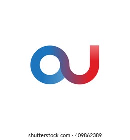 initial letter ou linked round lowercase logo blue red