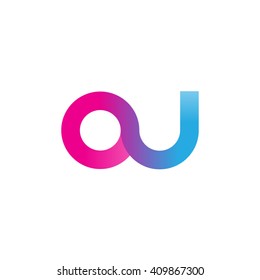 initial letter ou linked round lowercase logo pink blue purple