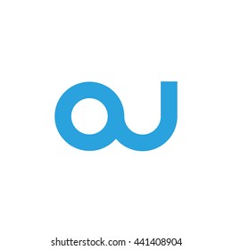 initial letter ou linked round lowercase logo blue