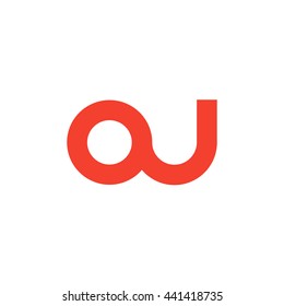 initial letter ou linked round lowercase logo red