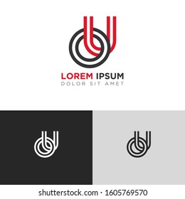 Initial Letter OU linked uppercase overlap modern logo design template. Suitable for business, consulting group company