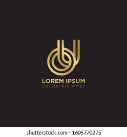 Initial Letter OU linked uppercase overlap modern gold logo vector design template. Suitable for business, consulting group company.