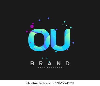 Initial letter OU logo with colorful background, letter combination logo design for creative industry, web, business and company. - Vector