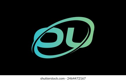 Initial Letter OU Logo. Creative And Modern OU logo Design on black background.