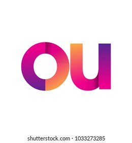 Initial Letter OU Logo Lowercase, magenta and orange, Modern and Simple Logo Design.