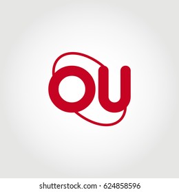 initial letter ou logo red on white background