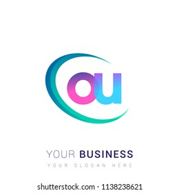 initial letter OU logotype company name, coloreful and swoosh design. vector logo for business and company identity.