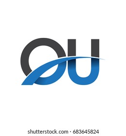 initial letter OU logotype company name colored blue and grey swoosh design. vector logo for business and company identity.
