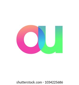 Initial Letter OU Lowercase Logo green, pink and Blue, Modern and Simple Logo Design.