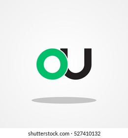 Initial letter OU lowercase logo design template green black