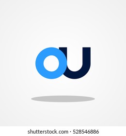 Initial letter OU lowercase logo design template turquoise navy blue