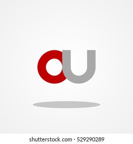 Initial letter OU lowercase logo design template maroon gray