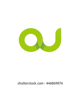 initial letter ou modern linked circle round lowercase logo green