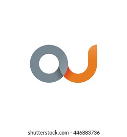 initial letter ou modern linked circle round lowercase logo orange gray