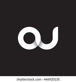 initial letter ou modern linked circle round lowercase logo white black