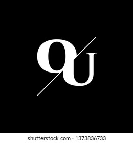 Initial Letter OU Monogram Sliced. Logo template isolated on black background