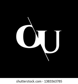 Initial Letter OU Monogram Sliced. Modern logo template isolated on black background