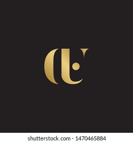 Initial letter ou uppercase modern logo design template elements. Gold letter Isolated on black  background. Suitable for business, consulting group company.