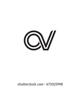 Initial letter ov, linked outline rounded lowercase, monogram black