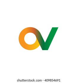 initial letter ov linked round lowercase logo orange green