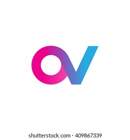 initial letter ov linked round lowercase logo pink blue purple