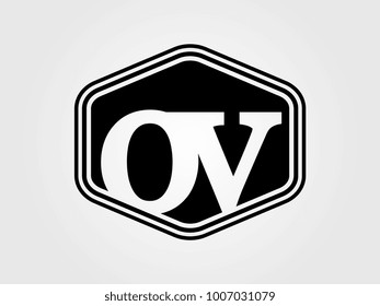 Initial letter ov lowercase logo minimalist black