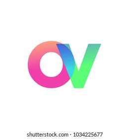 Initial Letter OV Lowercase Logo green, pink and Blue, Modern and Simple Logo Design.