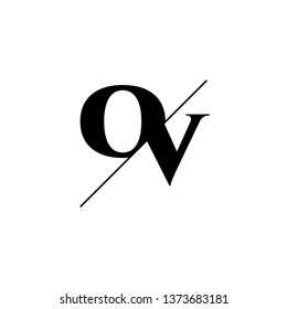 Initial Letter OV Monogram Sliced. Logo template isolated on white background