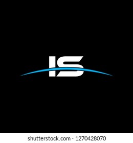 Initial letter IS overlapping movement swoosh horizon logo vector for logo company isolated in black background