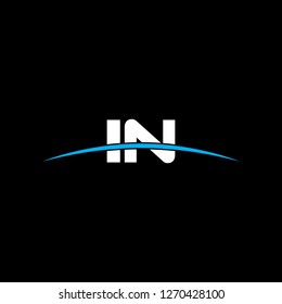 Initial letter IN overlapping movement swoosh horizon logo vector for logo company isolated in black background