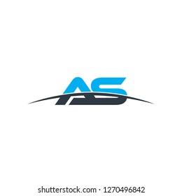 Initial letter AS overlapping movement swoosh horizon logo vector for logo company isolated in black background
