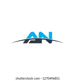 Initial letter AN overlapping movement swoosh horizon logo vector for logo company isolated in black background