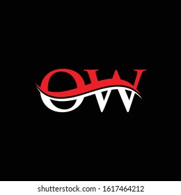 Initial Letter OW Logo Design Vector Template. Red And White OW Vector Illustration