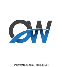 initial letter OW logotype company name colored blue and grey swoosh design. vector logo for business and company identity.
