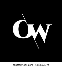 Initial Letter OW Monogram Sliced. Modern logo template isolated on black background