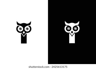 Initial letter I with owl modern company business logo icon. Simple and creative owl logo design vector, combination of letter I and owl.