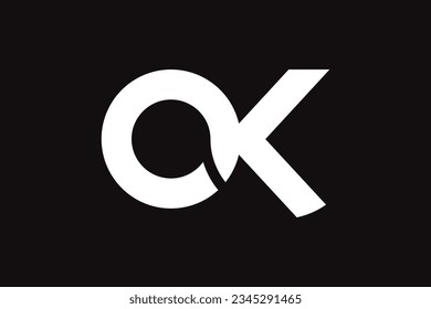 Initial letter ox, cx, ok logo design template on black background
