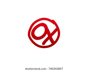 The initial letter OX handwritten logo