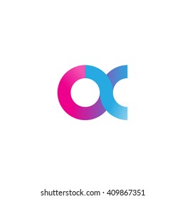 initial letter ox linked round lowercase logo pink blue purple